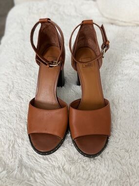 14th & Union Tan Block Heel Ankle-Strap Sandals